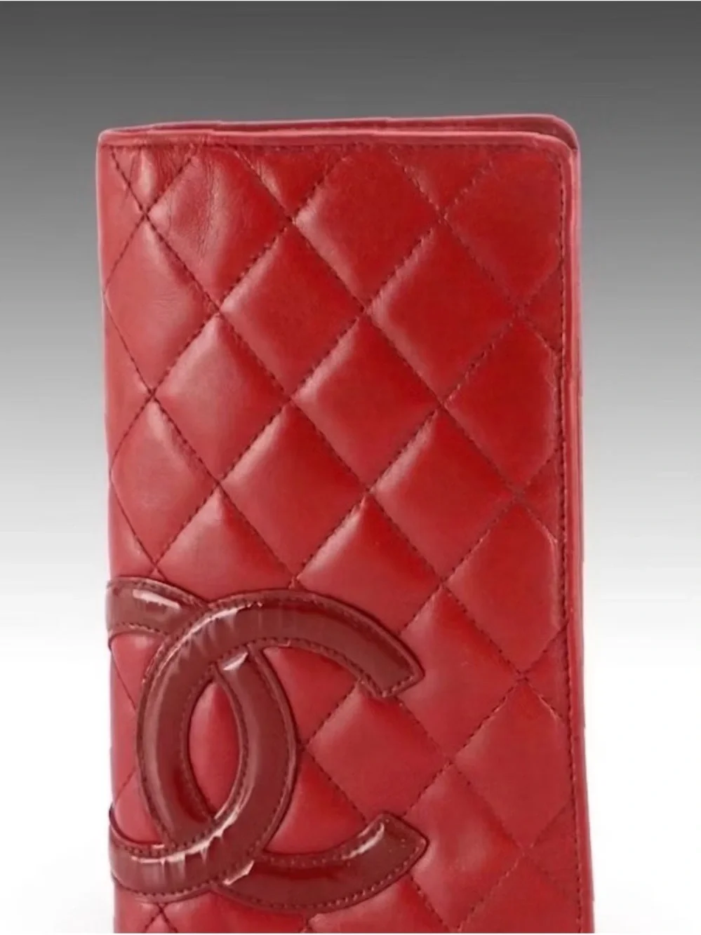 CHANEL Red Quilted Leather Long Card & Key Holder